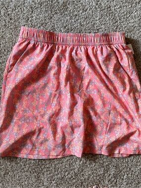 Pacific Trail Coral Pink Floral Elastic-Waist Skort